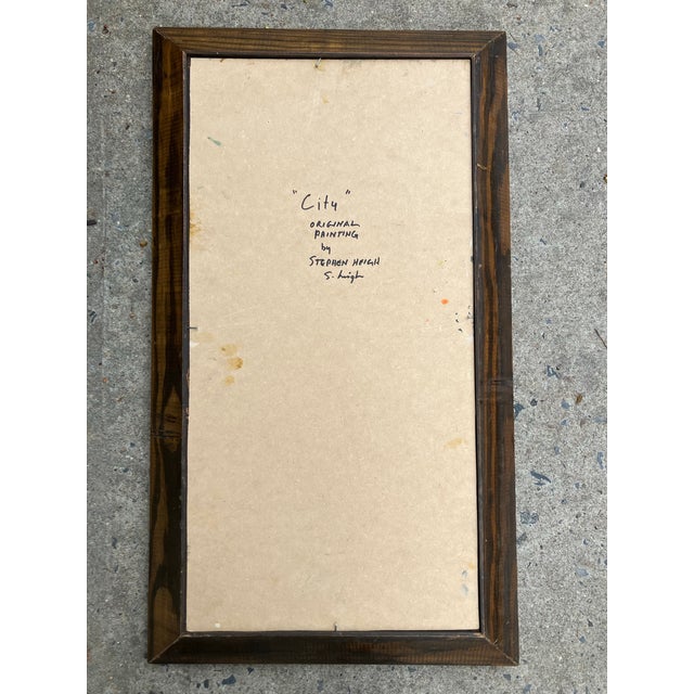 Contemporary Original Stephen Heigh Abstract Painting “City” Vintage Frame For Sale - Image 4 of 4
