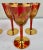 Glass Art Nouveau Austrian Ruby & 24k Gold Etched Wine Glasses and Decanter, Set of 7 For Sale - Image 7 of 10