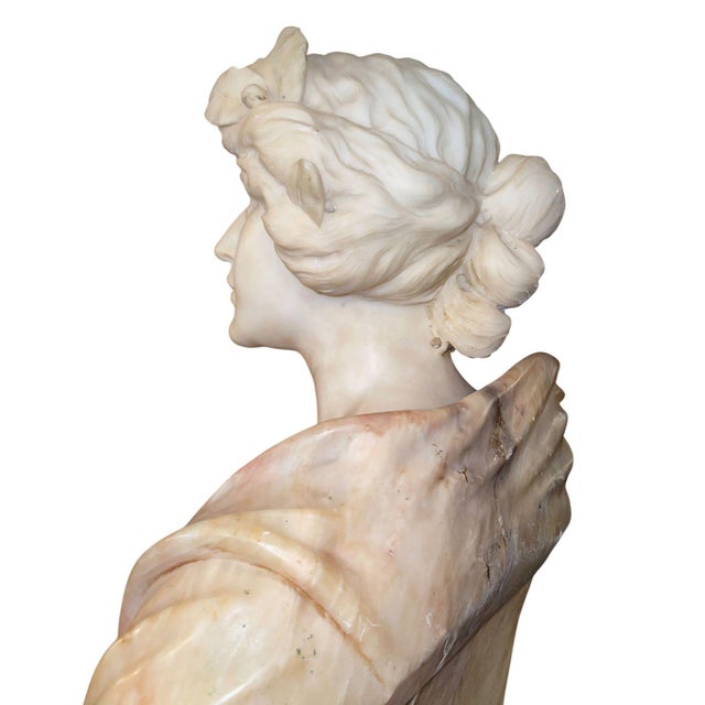 White 19th Century Italian Marble Bust of Sappho( Greek Lyric Poet) on Pedestal - Set of 2 For Sale - Image 8 of 10