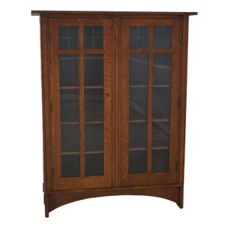 Stickley Mission Oak Arts & Crafts Bookcase Cabinet For Sale