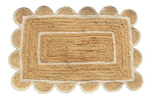 Off White Scalloped Jute Doormat