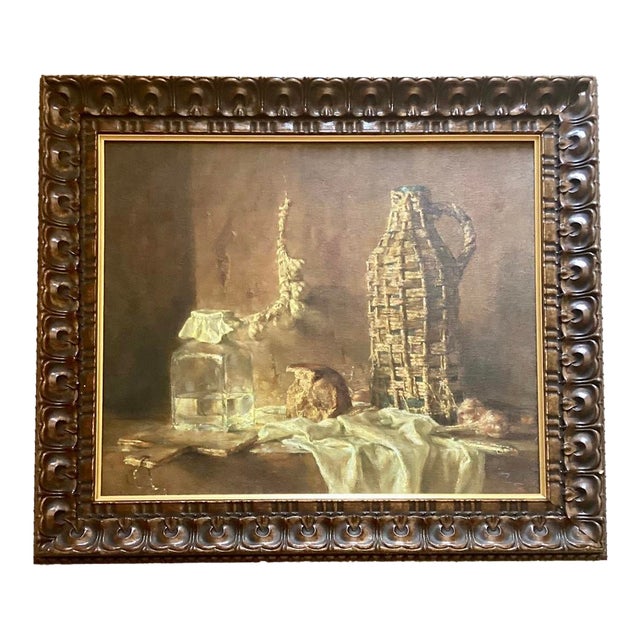 Vintage Large Original Still Life Oil Painting on Canvas, Signed For Sale