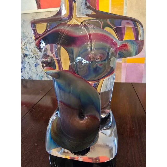 A museum quality original vintage Dino Rosin Murano venezia signed torso sculpture. Artist etched signature on it's...