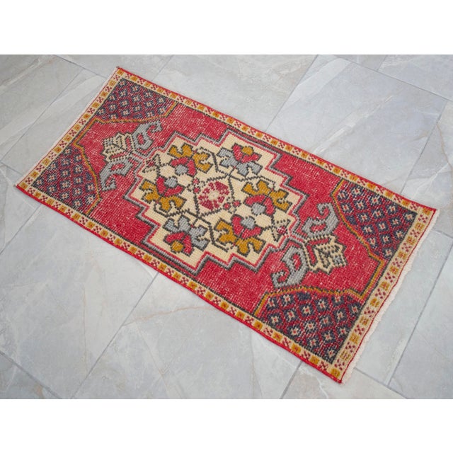 Textile 1970s Hand-Knotted Small Turkish Rug, Kitchen Mat, Laundry Room Decor, Doormat - 1'7" X 3'3" For Sale - Image 7 of 11