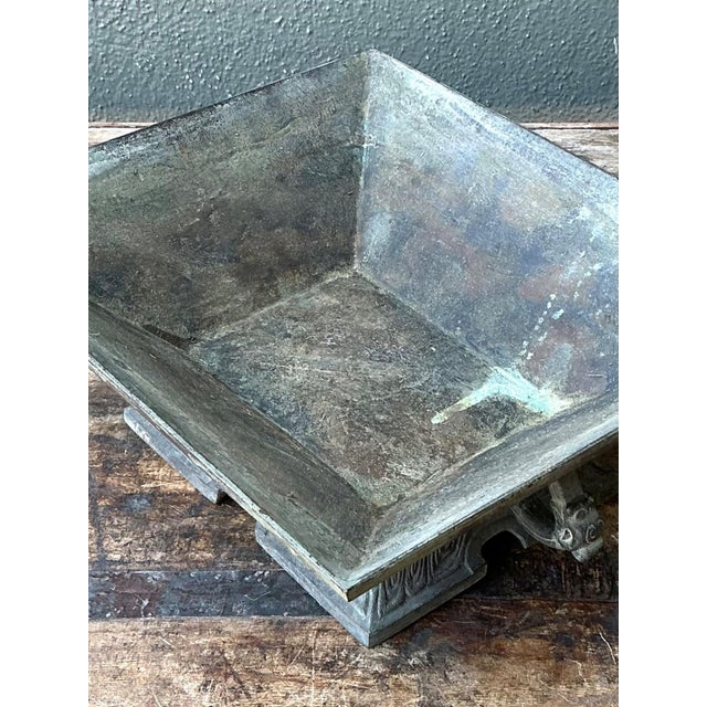 Vintage Etched Bronze Decorative Bowl For Sale - Image 11 of 18