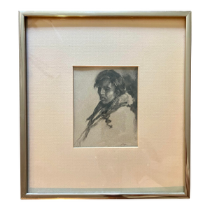 1970s Vintage Charcoal Drawing Titled “Manuel”by Ernie Gallegos