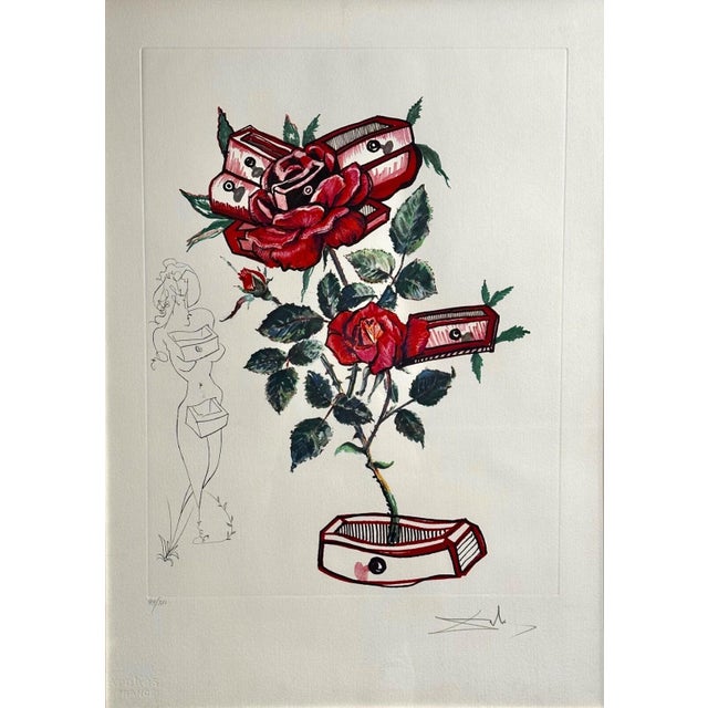 ARTIST: Salvador Dali TITLE: Florals Rose MEDIUM: Etching SIGNED: Hand Signed EDITION NUMBER: 99/350 MEASUREMENTS: 21.6" x...