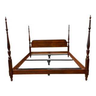 Late 20th Century California King Size Four Post Traditional Bed Frame For Sale