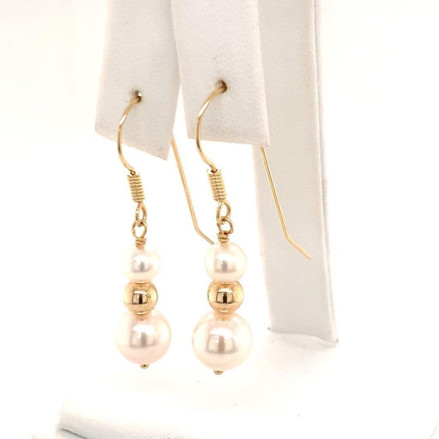 Fine Quality Akoya Pearl Earrings 14 KT Gold 8.10-5.50 mm Certified $799 013386 This is a One of a Kind Unique Custom Made...