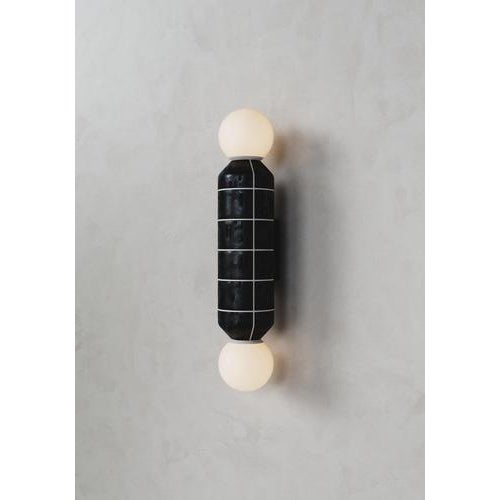 Navazi medium wall lamp in scorched coal ceramic & glass by svitanok one of a kind. Dimensions: ø 11 x h 56 cm. Materials:...