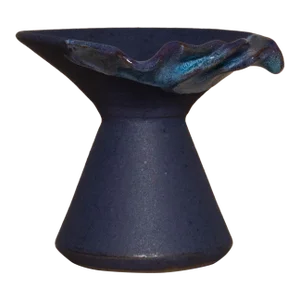 Late 20th Century Handmade Studio Pottery Ceramic Vase With Half Ruffled Rim