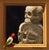 Double Talk by Shawn Sullivan | Oil Painting of a bird in front of stacked skulls For Sale