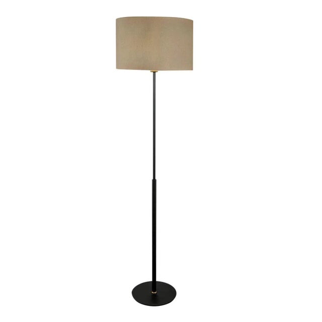 Satin Black With Brushed Brass Avenue Floor Light For Sale - Image 4 of 4