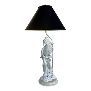 Vintage Large-Scale Hollywood-Regency, Blanc De Chine, Figural-Parrot Lamp For Sale