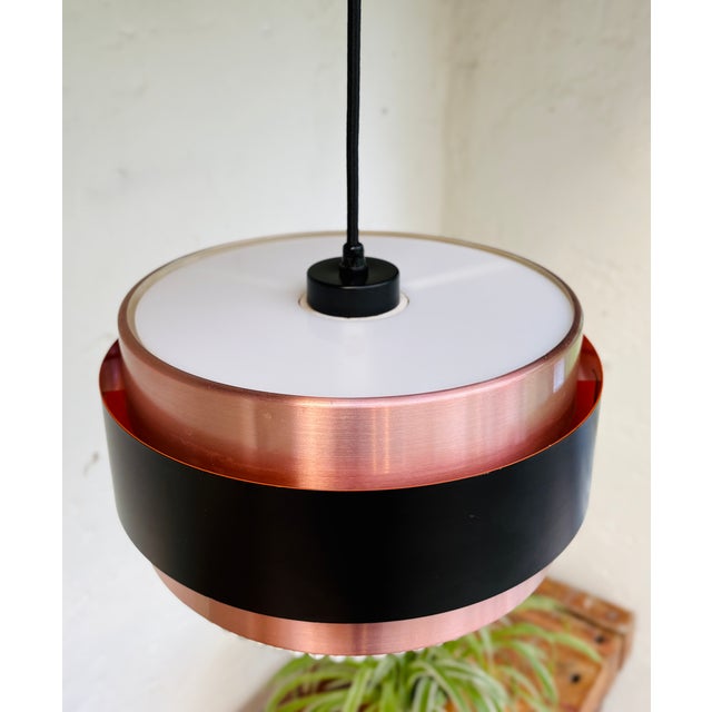 Mid-Century Modern Saturn Pendant Lamp in Copper and Black Metal by Jo Hammerborg for Fog & Mørup, 1960s For Sale - Image 3 of 14
