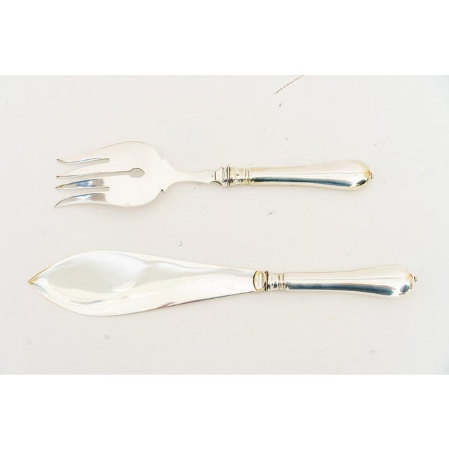 Art Deco Silvered Fish Knife and Fork Serving Set, Vienna, 1920s, Set of 2 For Sale - Image 4 of 9