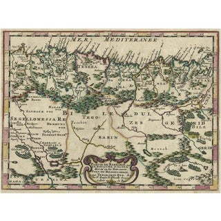 Copper-Engraved Map of the Algerian Coast of North Africa, 1683 For Sale