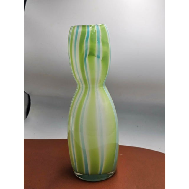 Green, Blue and White Murano Glass Vase, 1970s For Sale - Image 4 of 8