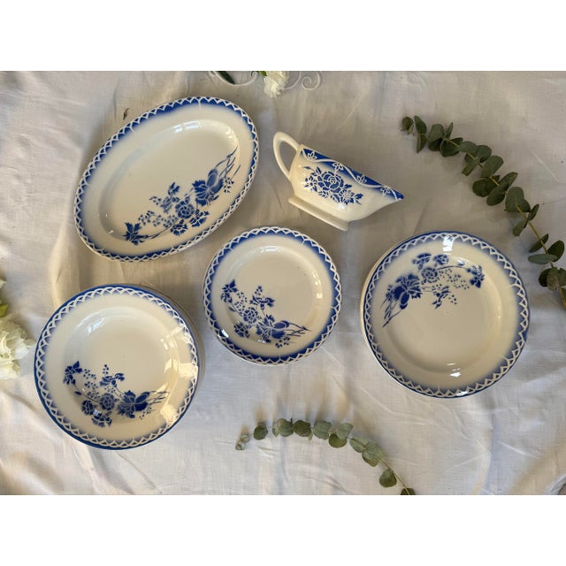 Large Annick Blue and White Dinner Service from Sarreguemines, Set of 5 For Sale - Image 16 of 16