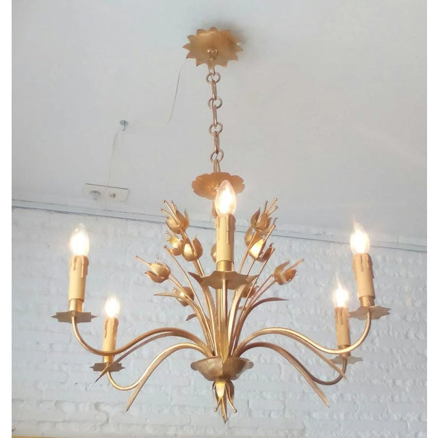 French Suspension Lamp with Plant Motifs, 1950s For Sale - Image 6 of 6