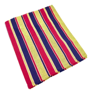 100% Cotton Handwoven Striped Multi Color Navy Blue Pink Yellow Chartreuse Throw
