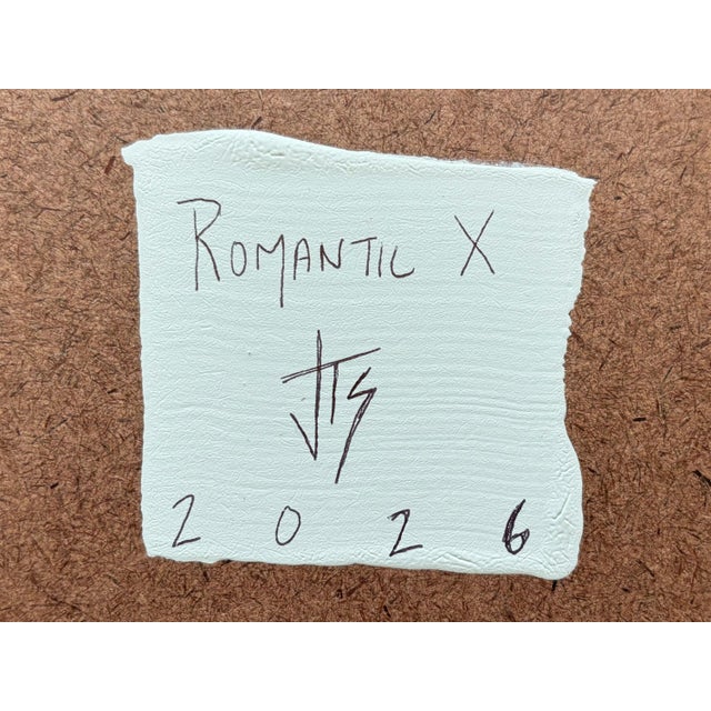 “Romantic” Black Abstract Art in Antique Frame, Transitional Living Room Art by JTS For Sale - Image 11 of 12