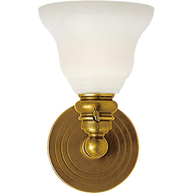 Transitional Chapman & Myers for Visual Comfort Signature Boston Functional Single Light in Hand-Rubbed Antique Brass with White Glass For Sale - Image 3 of 4