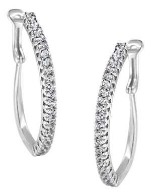 10KT White Gold 1 cttw Diamond Hoop Earrings, A Pair