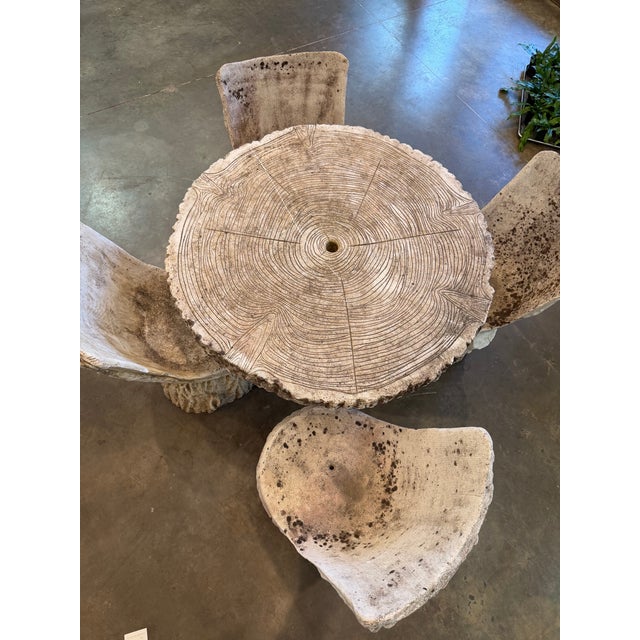 Gray Mid 20th Century Faux Bois Garden Table and Chairs Set, 5 Pieces For Sale - Image 8 of 12