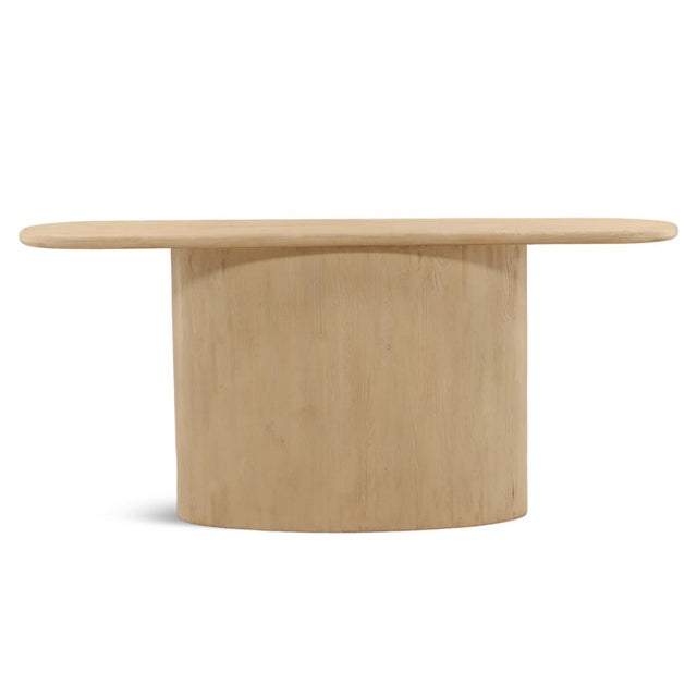 Soft Wave Pedestal Oval Console Table For Sale - Image 4 of 6