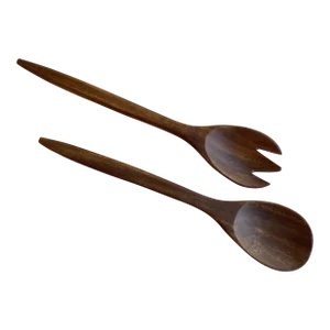 Vintage Wooden Utensils Fork & Spoon- 2 Pieces
