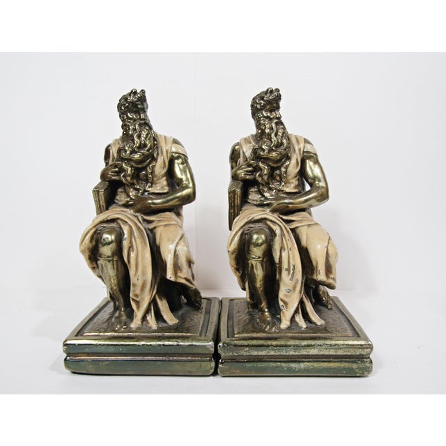 Vintage Marion Bronze Moses Bookends After Michelangelo For Sale In Austin - Image 6 of 11