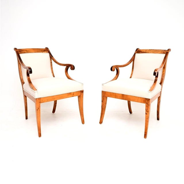 Antique Biedermeier Swedish Satin Birch Armchairs, 1860s, Set of 2 For Sale - Image 11 of 11