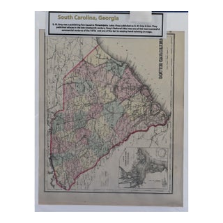 Antique 1870s g.w. Gray & Son Two-Sided Map: South Carolina / Georgia (16 X 19")" For Sale