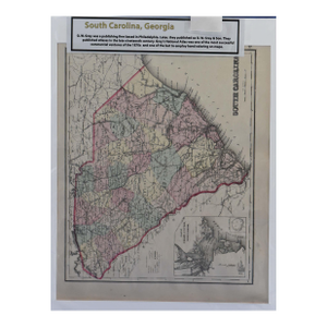 Antique 1870s g.w. Gray & Son Two-Sided Map: South Carolina / Georgia (16 X 19")"