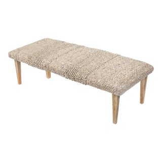 Textured Taupe Bench Ottoman For Sale