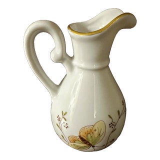 Vintage Mid 20th Century Hand Painted White Porcelain Creamer For Sale