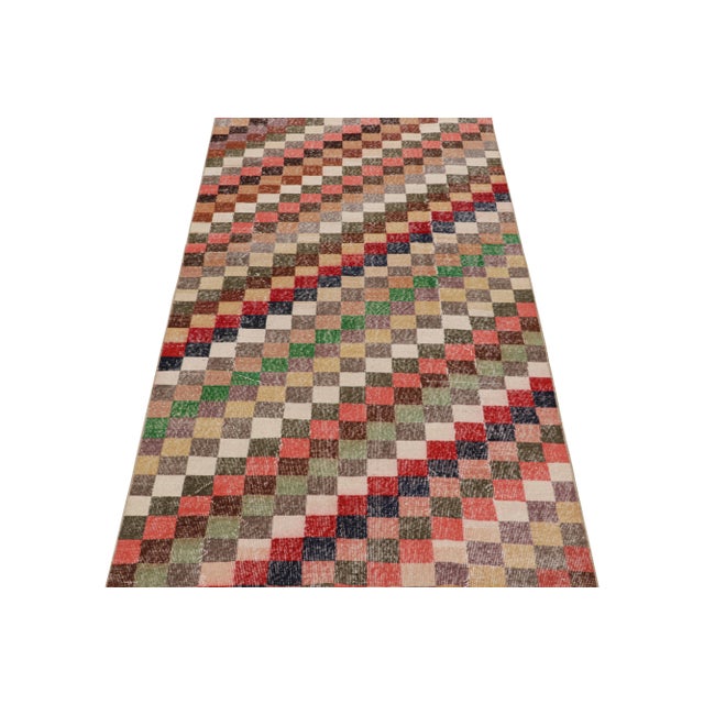 1960s 1960s Vintage Zeki Müren Rug in Polychromatic Geometric Patterns by Rug & Kilim For Sale - Image 5 of 8