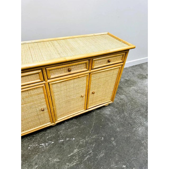 Vintage Bamboo and Rattan Sideboard, Italy, 1970s For Sale - Image 6 of 13