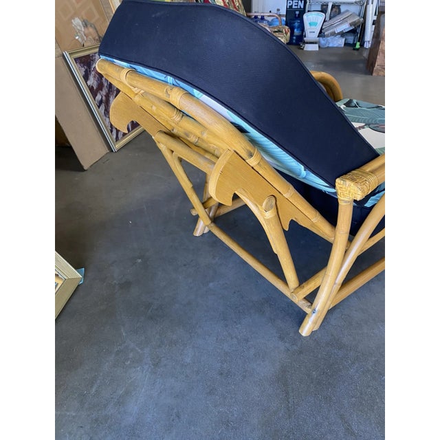 Yellow Restored Two-Strand "40s Transition" Adjustable Rattan Lounge Chair For Sale - Image 8 of 10
