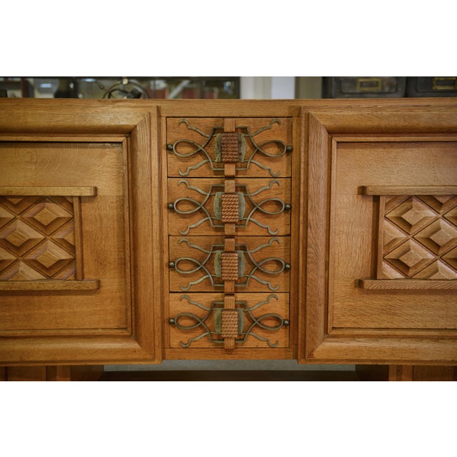 1940s Oak Sideboard by Charles Dudouyt, 1940s For Sale - Image 5 of 16