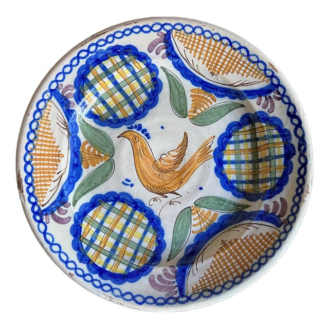 Large Spanish Faience Hand Painted Bowl For Sale