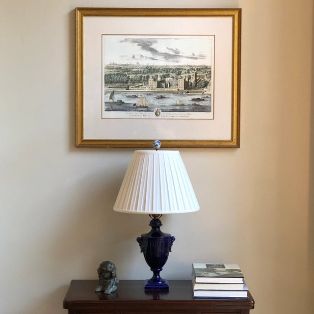 Ceramic Mid-20th Century Cobalt Blue Porcelain Table Lamp For Sale - Image 7 of 12