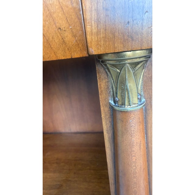 1960s Baker Furniture French Empire Neoclassical Cherry & Brass Nightstands — Pair For Sale - Image 12 of 14