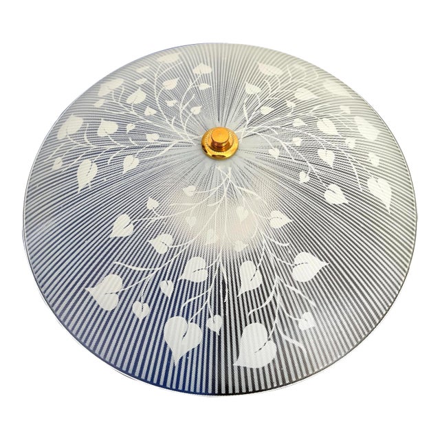 1960s Striped Leafy Flush Light For Sale