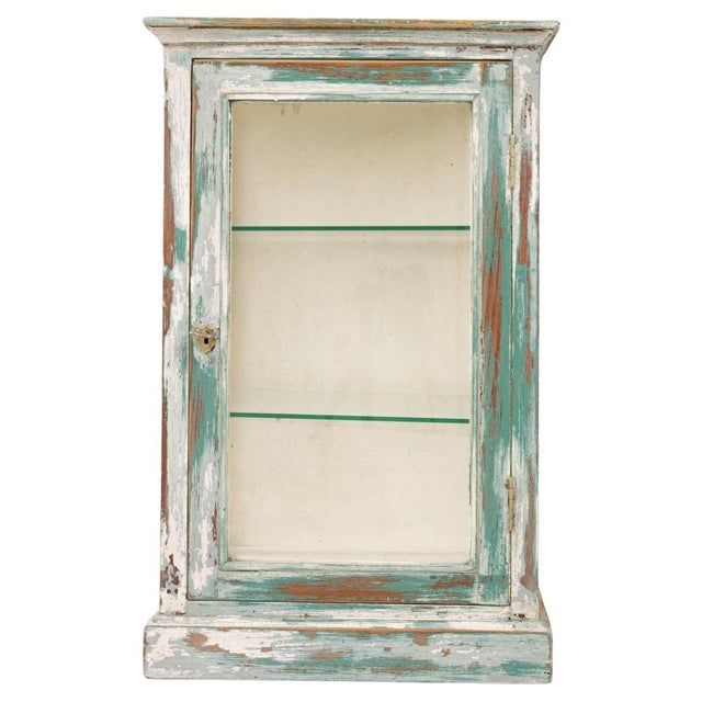 1900s French Wood White Patinated Small Vitrine For Sale - Image 15 of 18