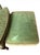 Green Vintage Wingback Chair and Ottoman by Woodmark Originals in Green Velvet With Terracotta Piping, a Set For Sale - Image 8 of 13