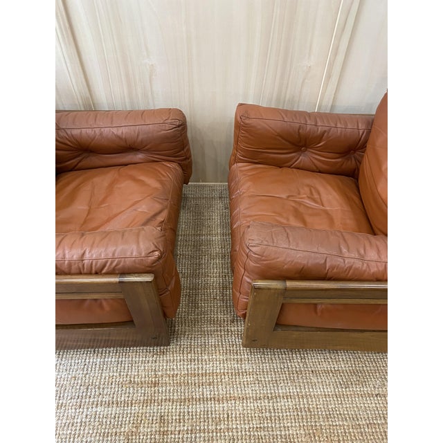 Italian Leather Club Chairs, 1960s, Set of 2 For Sale - Image 9 of 12