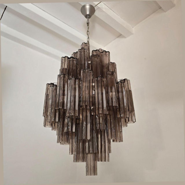Glass 1990s Large Brown Tronchi Murano Glass, Mid Century Chandelier For Sale - Image 7 of 15