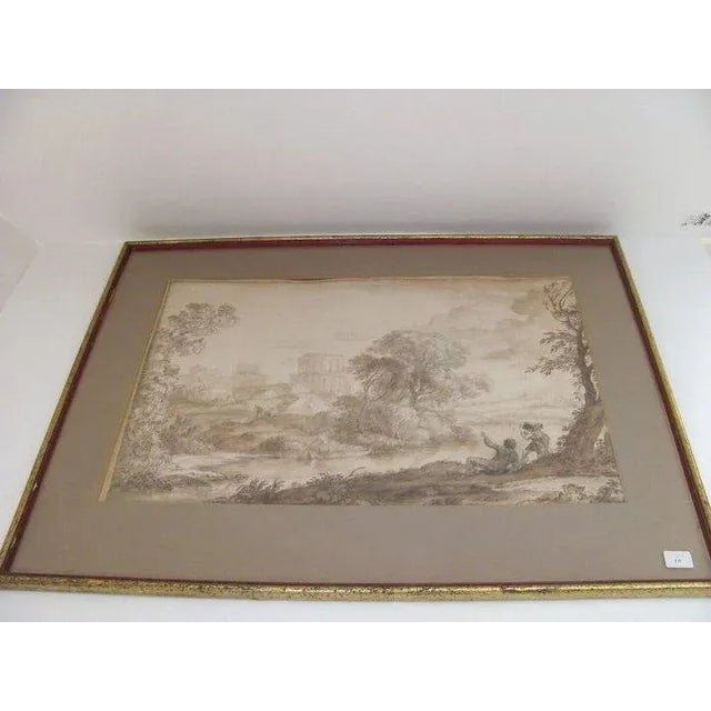Drawing/Sketching Materials 17th Century Landscape Ink Wash For Sale - Image 7 of 10